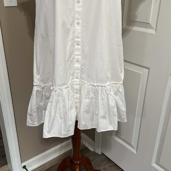 J.Crew Ruffle-hem shirtdress in white cotton poplin - Picture 4 of 10